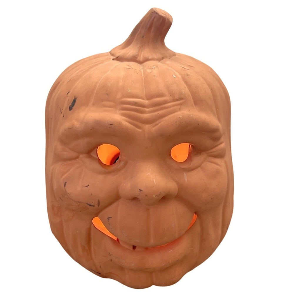 Vtg large Scioto ceramic Mold pumpkin  Jack O Lantern‎ Smile Face Halloween 10"